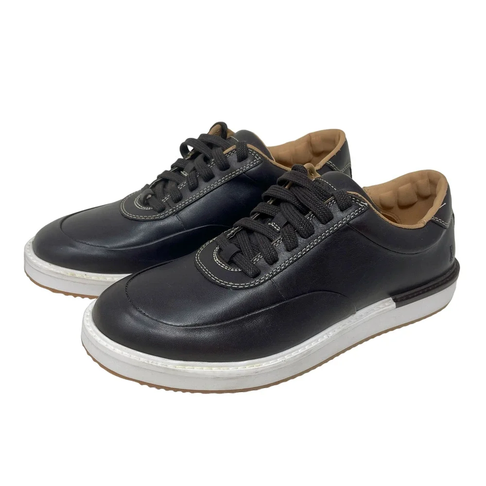 Hush Puppies Keaton Sneakers Leather Mens‎ 7 Dark Brown 114.9=K.10.4